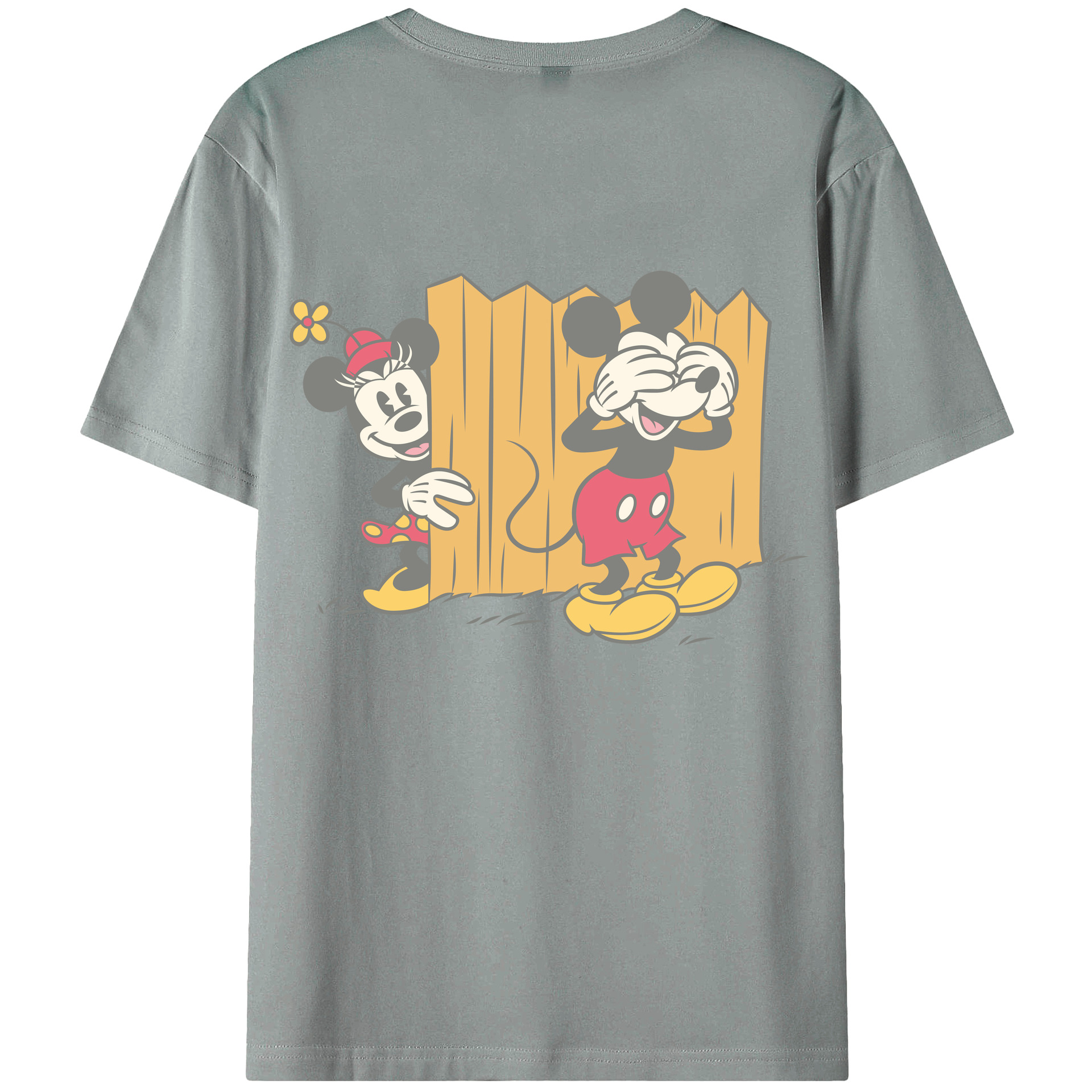 ミッキーマウス Mickey Mouse 綿100％ メンズ半袖Tシャツ（バックプリント） 通気性